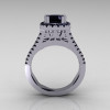 Modern Armenian Vintage 950 Platinum 1.0 Carat Black Diamond Engagement Ring R137-PLATBD-4