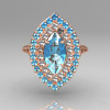 Soleste Style Bridal 18K Rose Gold 1.0 Carat Marquise Aquamarine Diamond Engagement Ring R117-18RGDAQQ-2