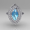 Soleste Style Bridal 14K White Gold 1.0 Carat Marquise Aquamarine Diamond Engagement Ring R117-14WGDAQ-2