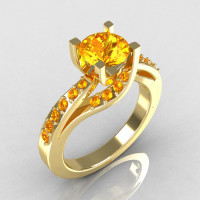 Modern Bridal 10K Yellow Gold 1.0 Carat Yellow Citrine Solitaire Ring R145-10YGYCI-1