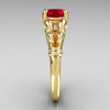 Modern Antique 18K Yellow Gold 1.0 Carat Round Red Ruby Designer Solitaire Ring R141-18YGRR-3