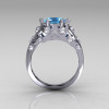 Modern Edwardian 10K White Gold 1.0 Carat Oval Aquamarine Bridal Ring R147-10WGDAQ-3