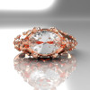 Modern Edwardian 10K Rose Gold 1.0 Carat Oval White Sapphire Bridal Ring R147-10RGDWS-3