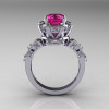 Modern Antique 14K White Gold 1.5 Carat Pink Sapphire Diamond Classic Armenian Solitaire Wedding Ring AR107-14KWGDPS-2