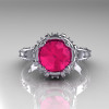 Modern Antique 14K White Gold 1.5 Carat Pink Sapphire Diamond Classic Armenian Solitaire Wedding Ring AR107-14KWGDPS-4