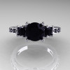 Classic French Bridal 10K White Gold Three Stone 1.0 Carat Black Diamond Engagement Ring AR112-10WGBLDD-4