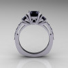 Classic French Bridal 10K White Gold Three Stone 1.0 Carat Black Diamond Engagement Ring AR112-10WGBLDD-2