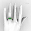 Classic French Bridal 14K Yellow Gold Three Stone 1.0 Carat Emerald Engagement Ring AR112-14KYGEMM-5