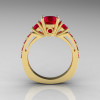 Classic French Bridal 18K Yellow Gold Three Stone 1.0 Carat Ruby Engagement Ring AR112-18KYGRRU-2