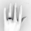 Classic French Bridal 10K White Gold Three Stone 1.0 Carat Black Diamond Engagement Ring AR112-10WGBLDD-5
