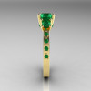 Classic French Bridal 14K Yellow Gold Three Stone 1.0 Carat Emerald Engagement Ring AR112-14KYGEMM-3