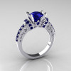 Modern Armenian Classic 14K White Gold 1.5 Carat Blue Sapphire Solitaire Wedding Ring R137-14WGBSS-2