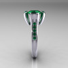 Modern Classic 14K White Gold 1.5 Carat Round Marquise Emerald Solitaire Ring AR121-14WGEMM-3