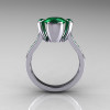 Modern Classic 14K White Gold 1.5 Carat Round Marquise Emerald Solitaire Ring AR121-14WGEMM-2