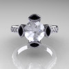 Modern Classic 10K White Gold 1.5 Carat CZ Marquise Black Diamond Solitaire Ring AR121-10WGDCZBLL-4