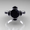 Modern Classic 10K White Gold 1.5 Carat Round Marquise Black Diamond Solitaire Ring AR121-10WGBDD-4
