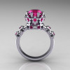 Modern Vintage 14K White Gold 1.5 Carat Pink Sapphire Classic Armenian Wedding Ring AR105-14KWGPSS-2