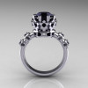 Modern Vintage 10K White Gold 1.5 Carat Black Diamond Classic Armenian Wedding Ring AR105-10KWGBDD-2