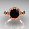 Modern Vintage 10K Pink Gold 1.5 Carat Black Diamond Classic Armenian Bridal Ring AR105-10KPGBDD-5