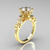 Modern Antique 10K Yellow Gold 1.5 Carat Zirconia Diamond Classic Armenian Wedding Ring AR123-10YGDCZ-3