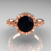 Modern Vintage 14K Pink Gold 1.5 Carat Black and White Diamond Classic Armenian Ring AR105-14KPGDBD-4