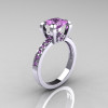 Classic French 14K White Gold 1.0 Carat Princess Lilac Amethyst Engagement and Weding Ring Bridal Set AR125S-14WGLAA-2