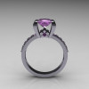 Classic French 14K White Gold 1.0 Carat Princess Lilac Amethyst Engagement and Weding Ring Bridal Set AR125S-14WGLAA-3