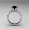 Classic 10K White Gold 1.0 Carat Princess Black and White Diamond Solitaire Engagement Ring AR125-10KWGDBD-2