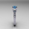 Classic 10K White Gold 1.0 Carat Princess Blue Topaz Diamond Solitaire Engagement Ring AR125-10WGDBT-3