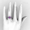 Classic French 14K White Gold 1.0 Carat Princess Lilac Amethyst Engagement and Weding Ring Bridal Set AR125S-14WGLAA-5