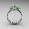 Modern Antique 14K White Gold 1.5 Carat Peridot Solitaire Engagement Ring AR127-14WGPE-2