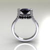 Italian Bridal 10K White Gold 1.5 Carat Black Diamond Wedding Ring AR119-10WGBLL-2
