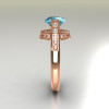Italian Bridal 14K Pink Gold 1.5 Carat Aquamarine Diamond Wedding Ring AR119-14PGDAQ-3