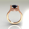 Italian Bridal 14K Pink Gold 1.5 Carat Black and White Diamond Wedding Ring AR119-14PGDBD-2