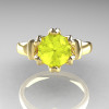 Modern Antique 14K Yellow Gold 1.5 Carat Yellow Topaz Solitaire Engagement Ring AR127-14YGYT-5