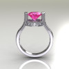 Italian Bridal 18K White Gold 1.5 Carat Pink Sapphire Diamond Wedding Ring AR119-18WGDPS-2