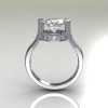 Italian Bridal 14K White Gold 1.5 Carat Cubic Zirconia Diamond Wedding Ring AR119-14WGDCZ-2