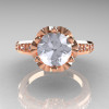 Modern Classic 10K Pink Gold 1.5 Carat CZ Diamond Crown Engagement Ring AR128-10KPGCZD-5
