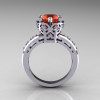Modern Classic 10K White Gold 1.5 Carat Tangerine Garnet Diamond Crown Engagement Ring AR128-10KWGDTG-2