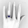 Modern Antique 14K White Gold 1.0 Carat Blue Sapphire Diamond Engagement Ring AR129-14WGDBS-5