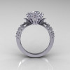 Modern Antique 14K White Gold 1.0 Carat Cubic Zirconia Diamond Engagement Ring AR129-14WGDCZ-2