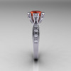 Modern Antique 10K White Gold 1.0 Carat Tangerine Garnet Diamond Engagement Ring AR129-10WGDTG-3