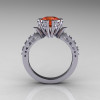 Modern Antique 10K White Gold 1.0 Carat Tangerine Garnet Diamond Engagement Ring AR129-10WGDTG-2