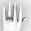 Modern Antique 10K White Gold 1.0 Carat Round Emerald Designer Engagement Ring RR131-10KWGEM-5