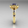 Modern Antique 10K Yellow Gold 1.0 Carat Blue Sapphire Designer Engagement Ring RR131-10KYGBSS-3