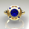 Modern Antique 10K Yellow Gold 1.0 Carat Blue Sapphire Designer Engagement Ring RR131-10KYGBSS-5