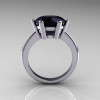 Classic Russian Bridal 10K White Gold 5.0 Carat Black Diamond Solitaire Ring RR133-10KWGBD-2
