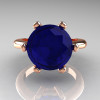Classic Russian Bridal 14K Rose Gold 5.0 Carat Blue Sapphire Solitaire Ring RR133-14KRGBD-5