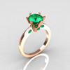 French 14K Rose Gold 1.5 Carat Emerald Designer Solitaire Engagement Ring R151-14KRGEM-2