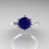 French 10K White Gold 1.5 Carat Blue Sapphire Designer Solitaire Engagement Ring R151-10KWGBS-5
